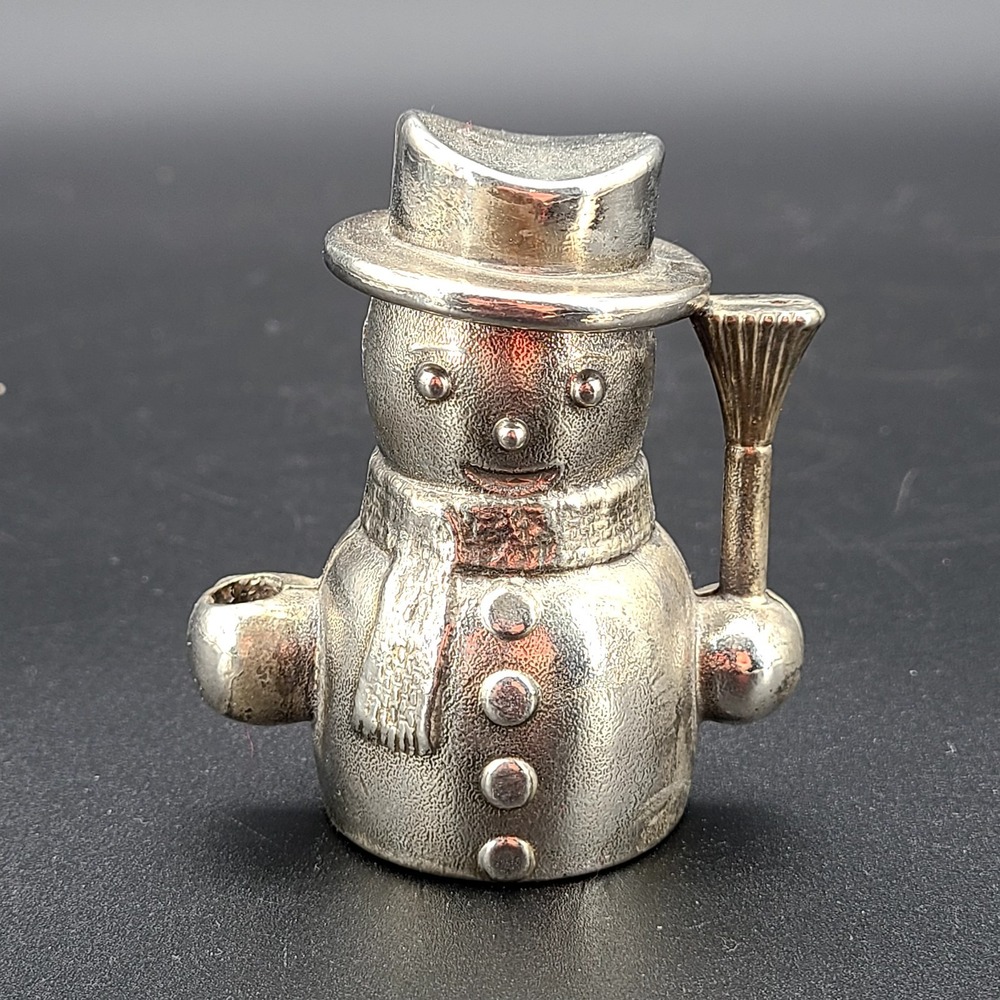 Vintage Oneida Wm A Rogers Snowman Silverplate Mini Candle Holder Italy